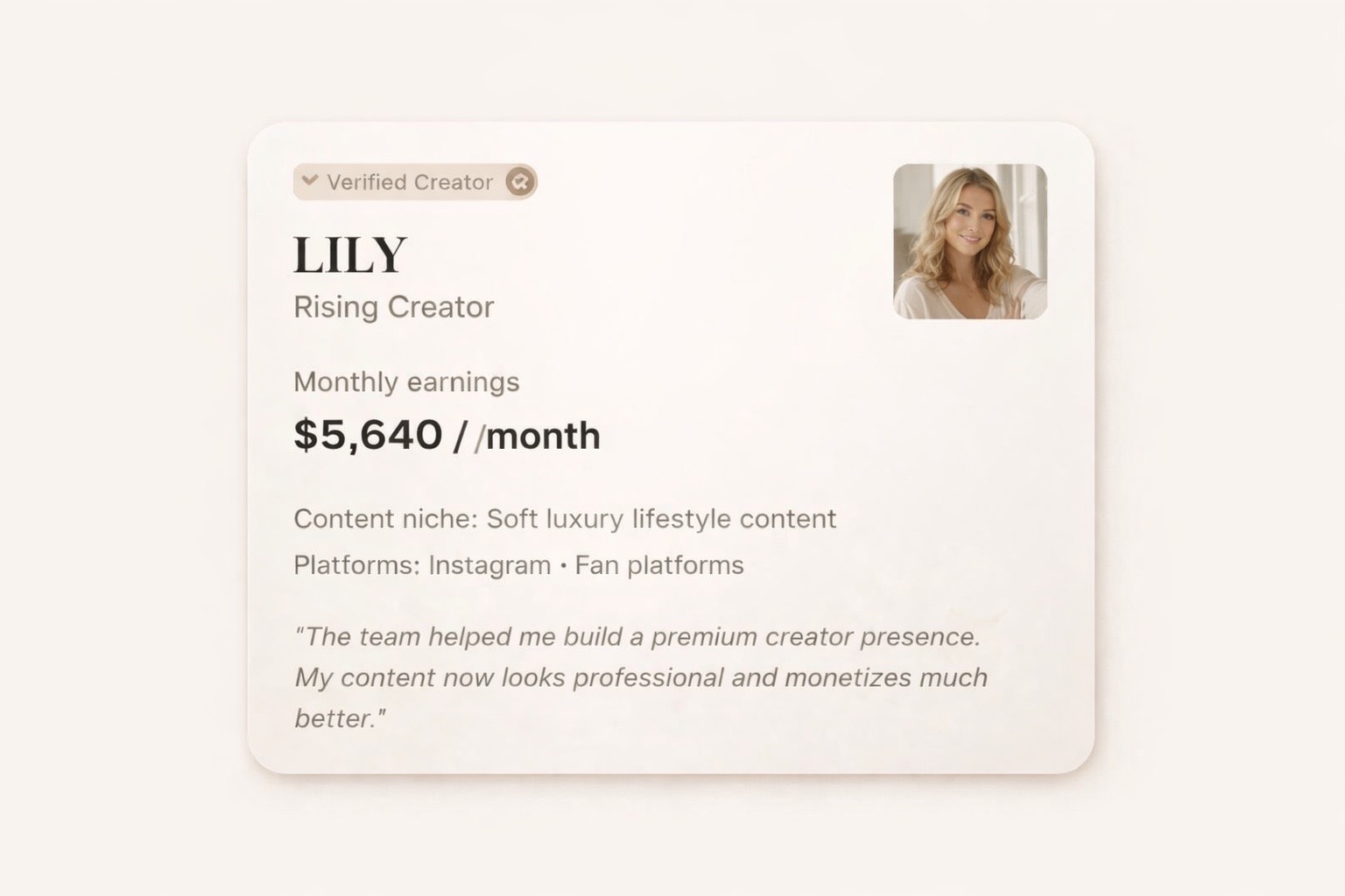 Lily creator card